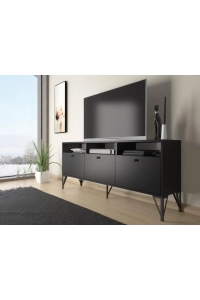 Rhea 160 Cm Dolaplı, Minifiks Bağlantı, Geniş Tv Ünitesi - Konsol - Siyah / Siyah